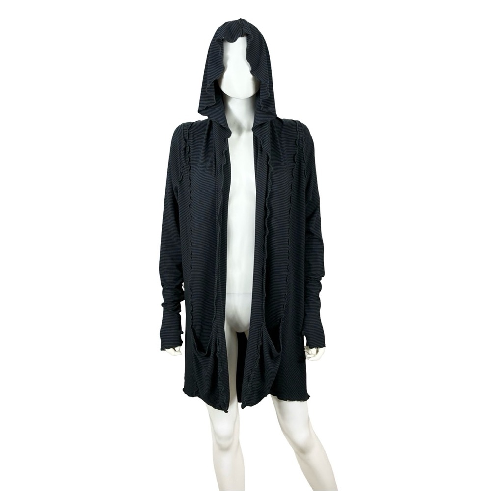 Angelrox Black Gray Striped Cardigan Jacket - Picture 2 of 10